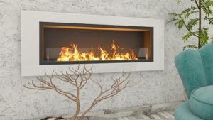 Biocamino mod Globo Bianco da 150 cm con 10 bruciatori - con vetro